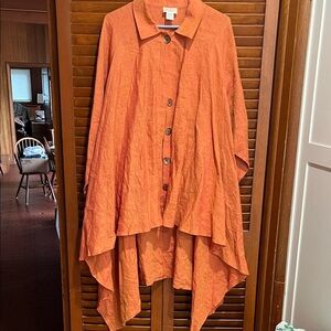 West Love Los Angeles Designer Linen Long Top Overlay